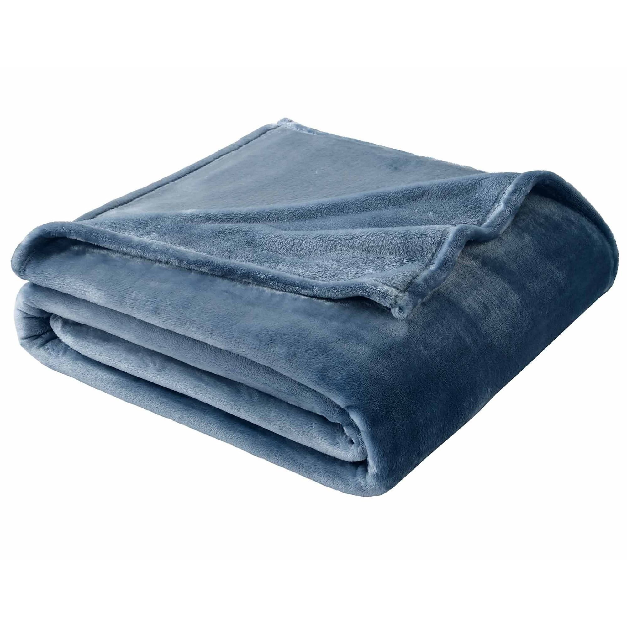 Luxury Velvet Plush Blanket, Blue, Full/Queen