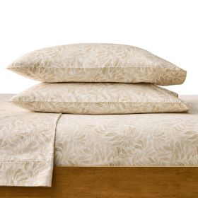 300 Thread Count Cotton Percale 3-Piece Vierra Vine Beige Bed Sheet Set, Twin
