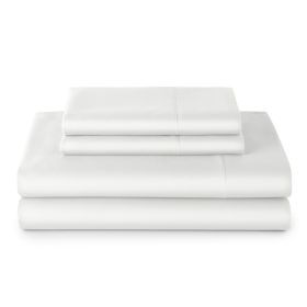 4-Piece 100% Cotton 400 Thread Count Otaki Floral Blue Cove Performance Sheet Set, Full