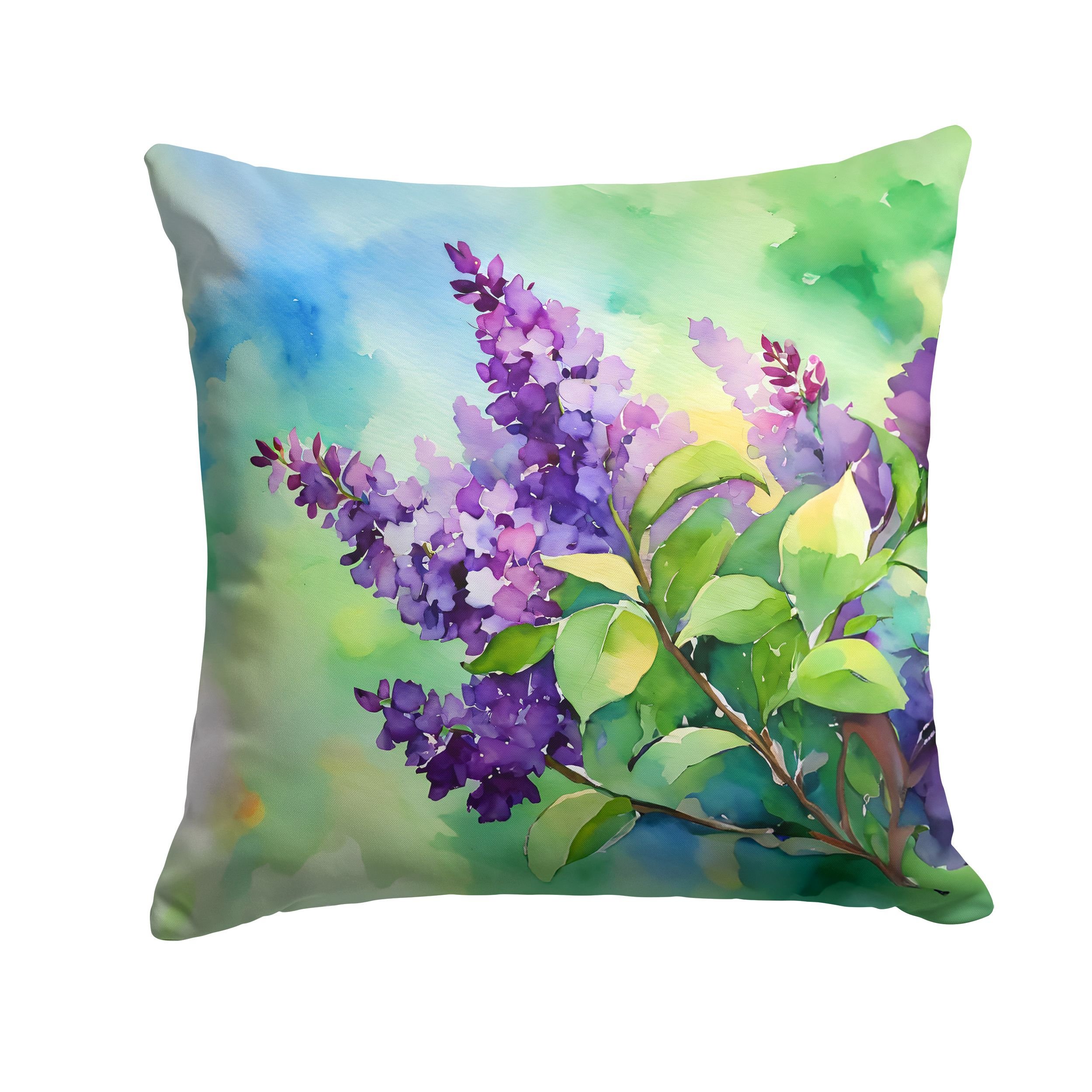 PiooNew Hampshire Purple Lilac in Watercolor Throw Pillow Machine Washable, Indoor Outdoor Decorative Pillow for Couch, Bed or Patio, 14Hx14W