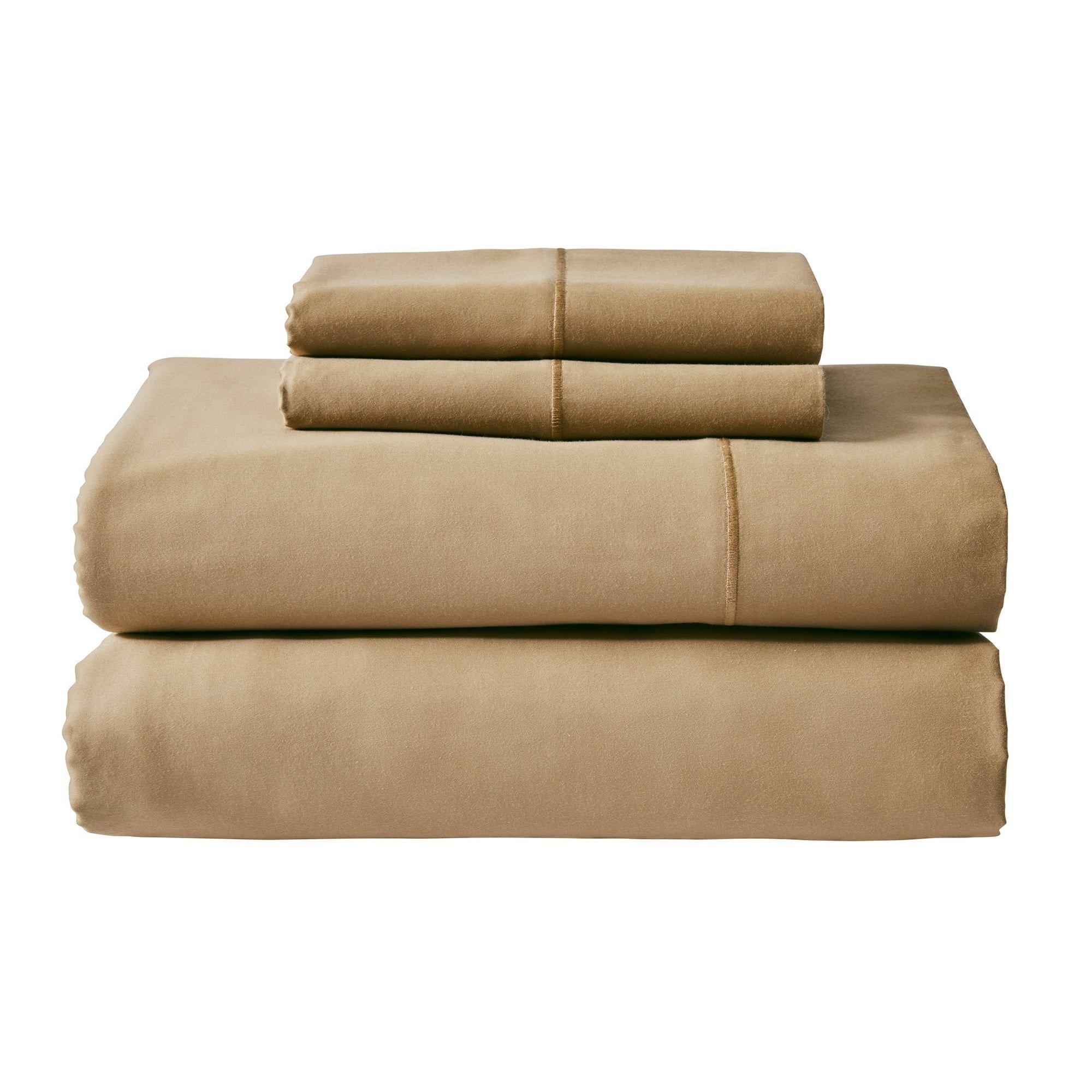 4-Piece 100% Cotton 400 Thread Count Dark Caramel Performance Sheet Set, Queen