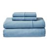 4-Piece 100% Cotton 400 Thread Count Blue Silver Performance Sheet Set, King