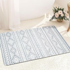 Bohemian Bath Mat Soft Boho Bathroom Mat Non-Slip Quick Dry Bath Rugs Thin Washable Shower Floor Mats with Super Water Absorbent Layer & Rubber B