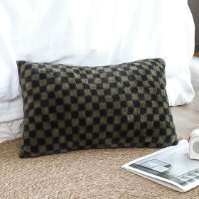SOGA 30cm Urban Light Luxury Dark Green Checkered Lumbar Throw Pillow â€“ Soft Decorative Cushion for Sofa, Bed, Couch, or Living Room