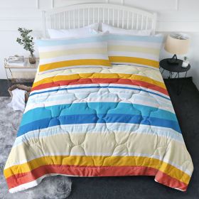 3pcs Soft And Comfortable Bedding Comforter Set Items With Rainbow Stripes, Including One Comforter Set And Two Pillowcases, Suitable For All Sea