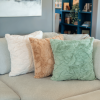 HGTV Triple Jacquard Carved Faux Fur Pillow Quietude 22 x 22 inches