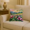 Louisiana Magnolias in Watercolor Throw Pillow Machine Washable, Indoor Outdoor Decorative Pillow for Couch, Bed or Patio, 18Hx18W