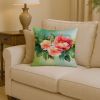 Georgia Cherokee Rose in Watercolor Throw Pillow Machine Washable, Indoor Outdoor Decorative Pillow for Couch, Bed or Patio, 14Hx14W