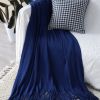 SOGA Royal Blue Acrylic Knitted Throw Blanket â€“ Soft and Cozy Decorative Blanket for Bed, Sofa, Couch, or Living Room