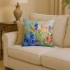 Texas Bluebonnets in Watercolor Throw Pillow Machine Washable, Indoor Outdoor Decorative Pillow for Couch, Bed or Patio, 14Hx14W