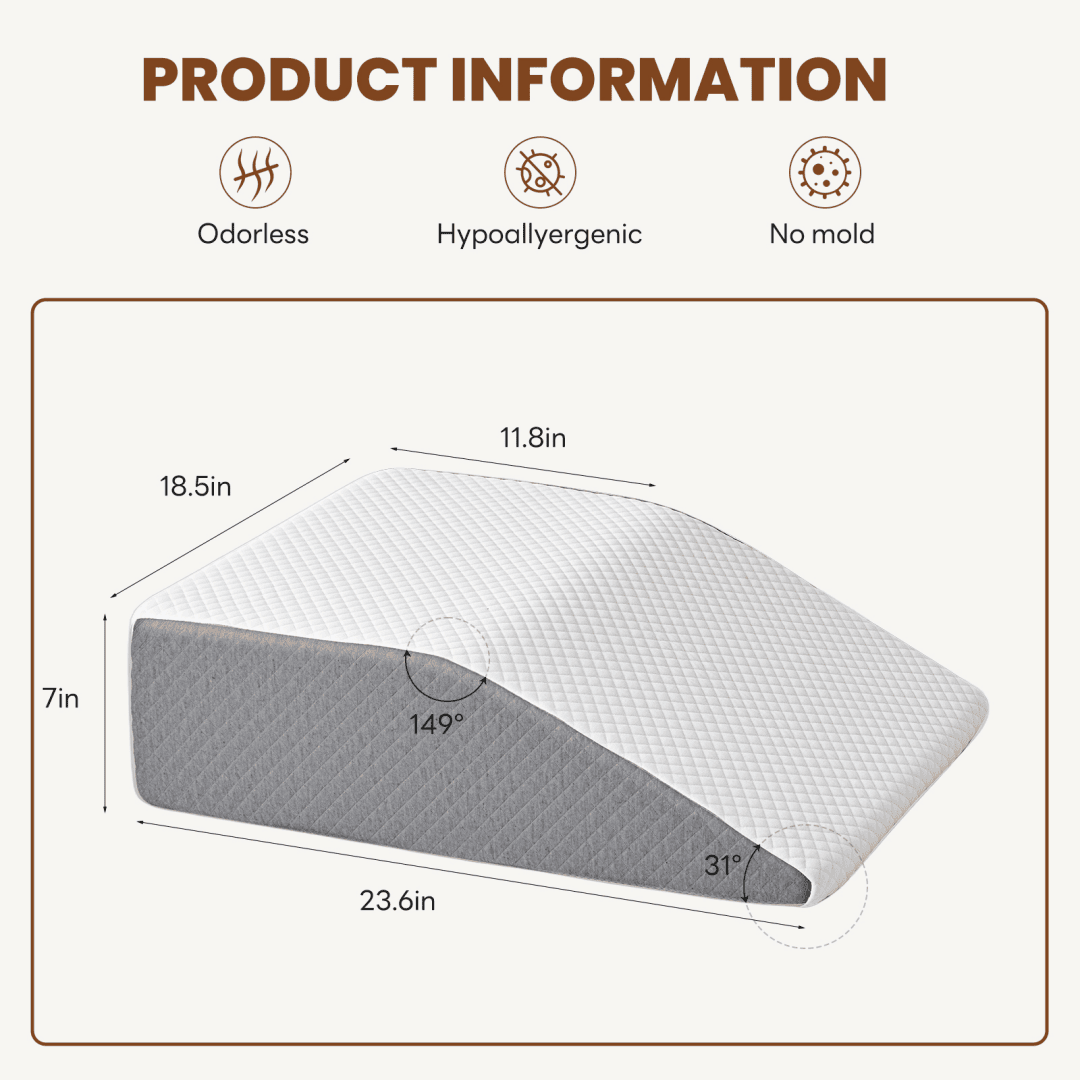Wedge Pillow, Body Pillow , White& Grey (Option: 7Inch)