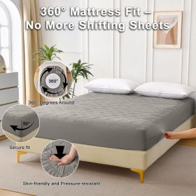 Diamond Grid Ultrasonic Waterproof Mattress Protector, twin (Color: Gray)