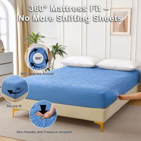 Diamond Grid Ultrasonic Waterproof Mattress Protector, twin (Color: Light Blue)