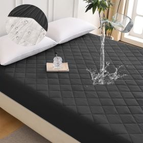 Diamond Grid Ultrasonic Waterproof Mattress Protector, KING (Color: Black)
