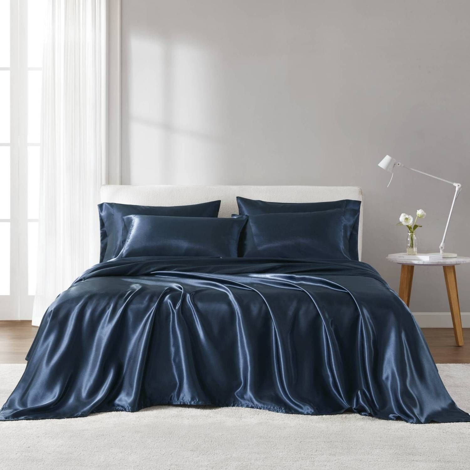 Satin Luxury Sheet Set King (Color: as Pic)