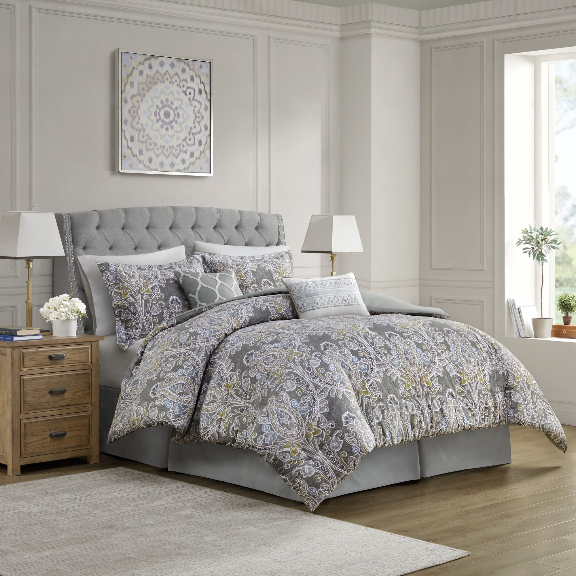 6 Piece Cotton Comforter Set (Color: as Pic)