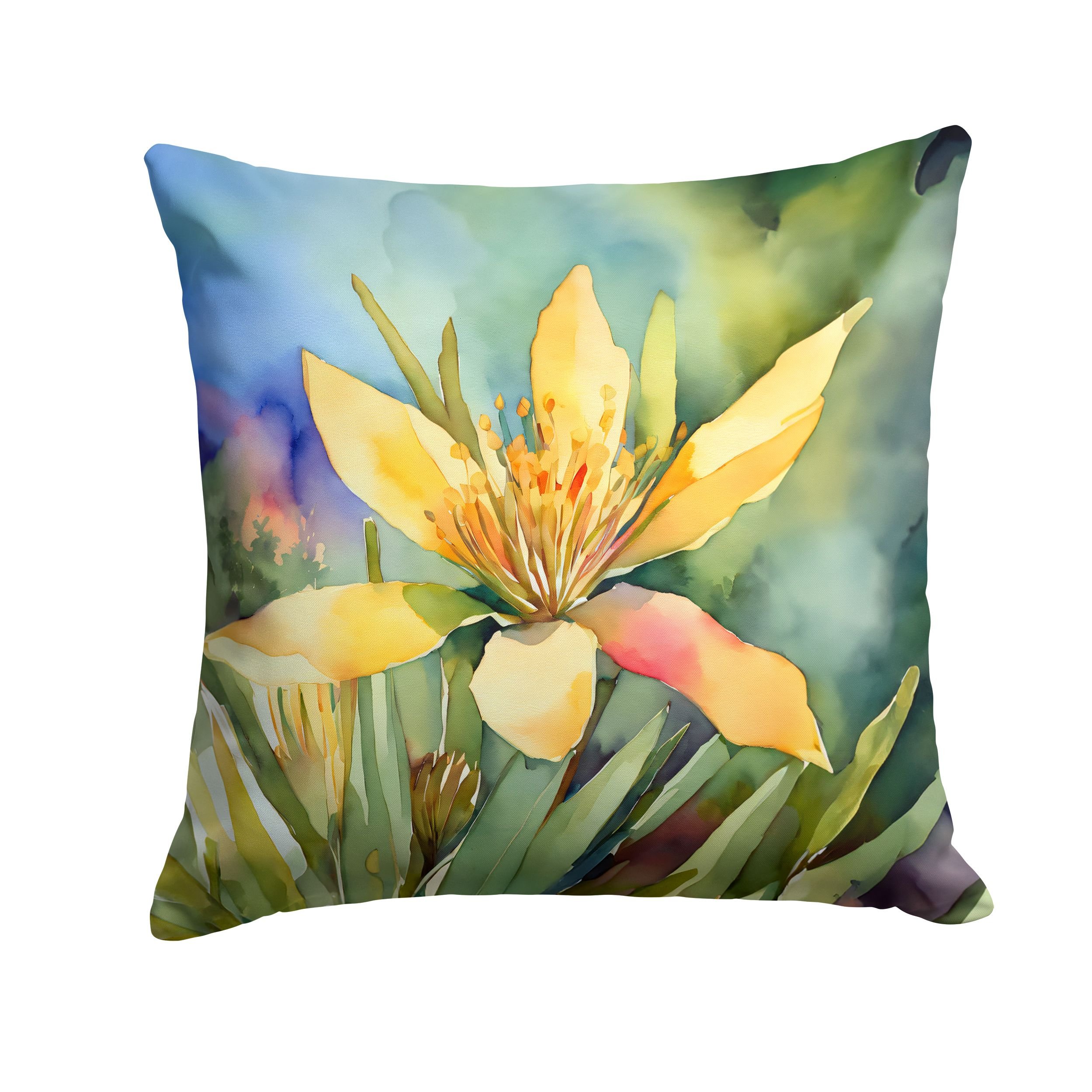 New Mexico Yucca Flower in Watercolor Throw Pillow Machine Washable, Indoor Outdoor Decorative Pillow for Couch, Bed or Patio, 18Hx18W (Default: Default)