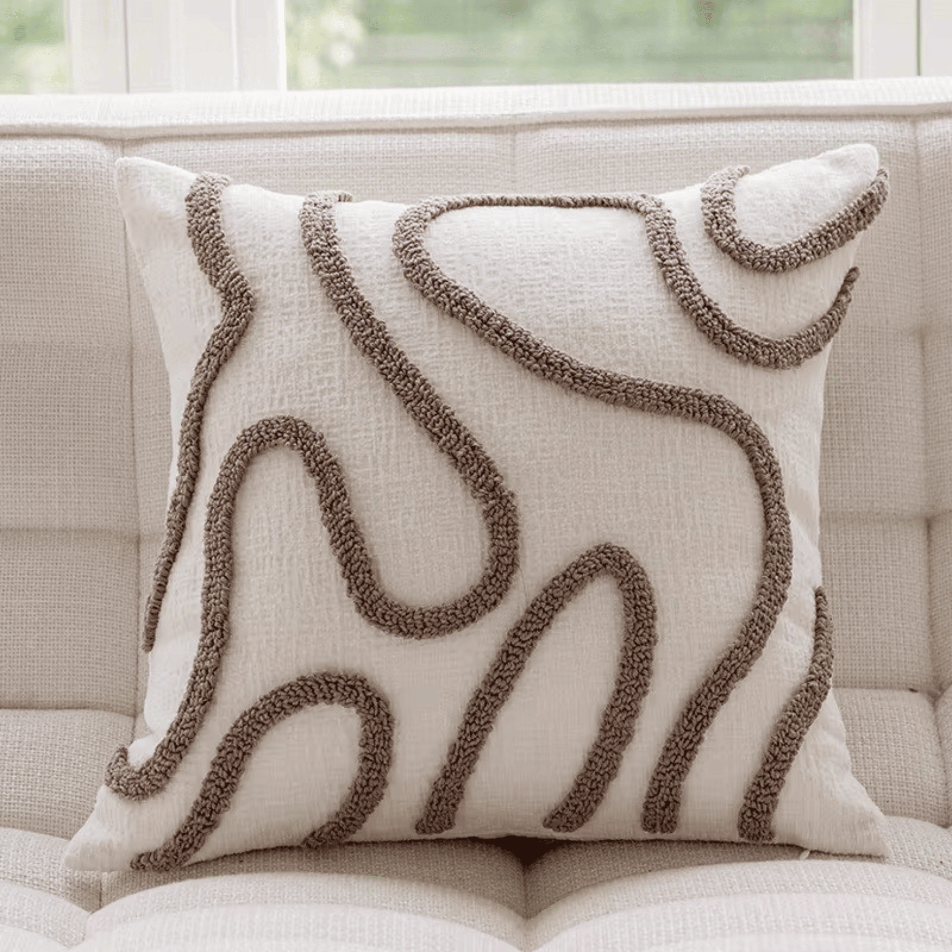 Tufted Nordic throw pillow cover (Color: Brown)