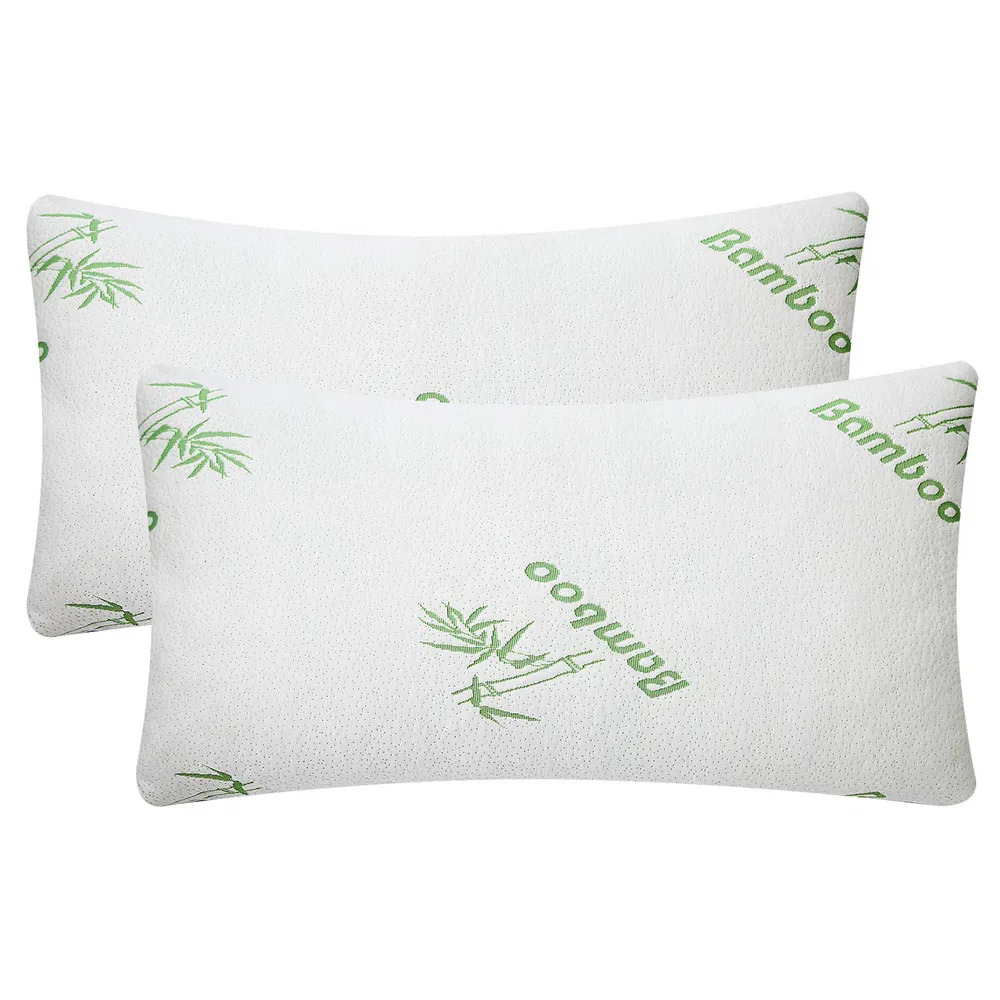 2Pcs Bamboo Memory Foam Pillow Hypoallergenic Bed Pillow For Head Neck Rest Sleeping Shredded Pillow Washable Cover Queen Size Pillow (Option: 2Pcs-QueenSize)